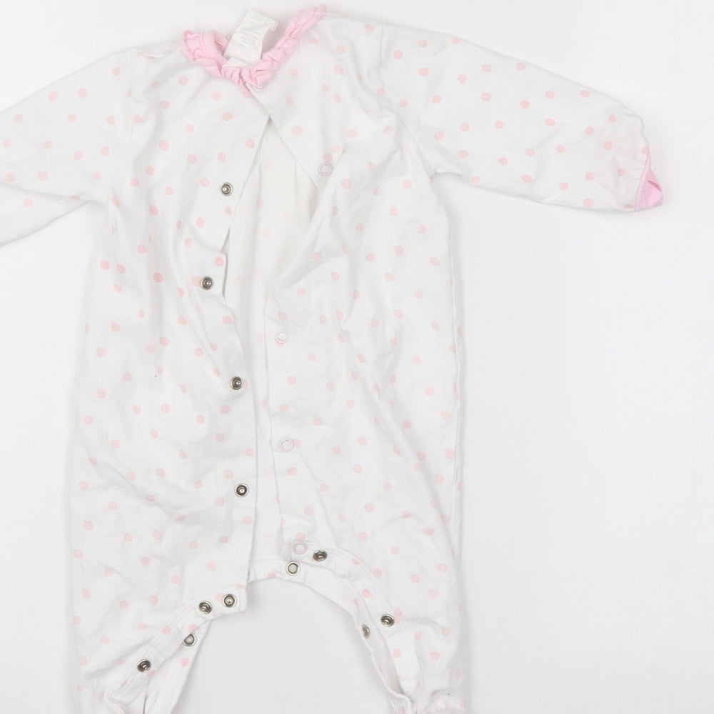GRI Girls White Polka Dot  Babygrow One-Piece Size 6-9 Months
