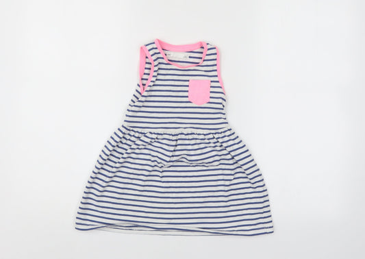 M&S Girls Multicoloured Striped  T-Shirt Dress  Size 2-3 Years