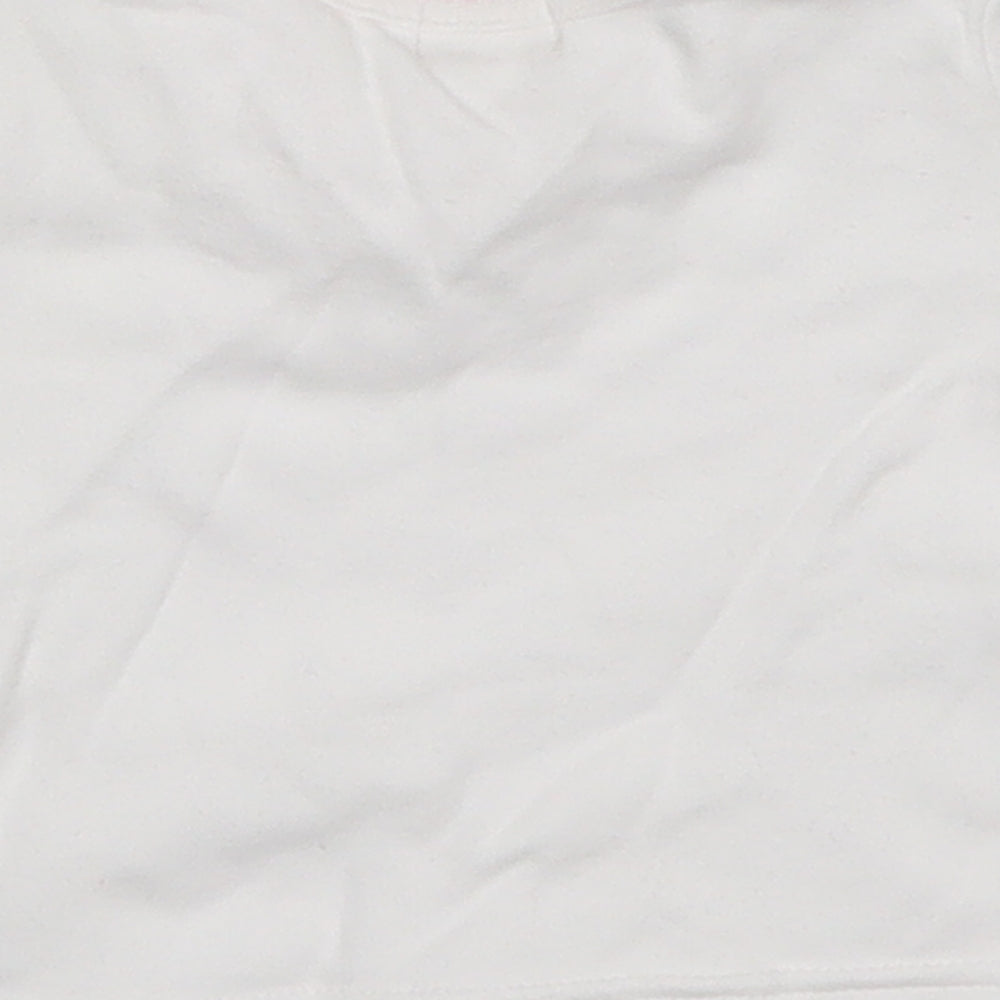BHS Girls White   Basic T-Shirt Size 3-6 Months  - Embroidered Flowers on Sleeves