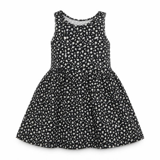 H&M Girls Black Floral  Skater Dress  Size 2 Years
