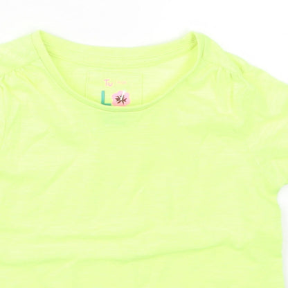 Close-up detail of Tu girls’ yellow basic t-shirt, size 2-3, years