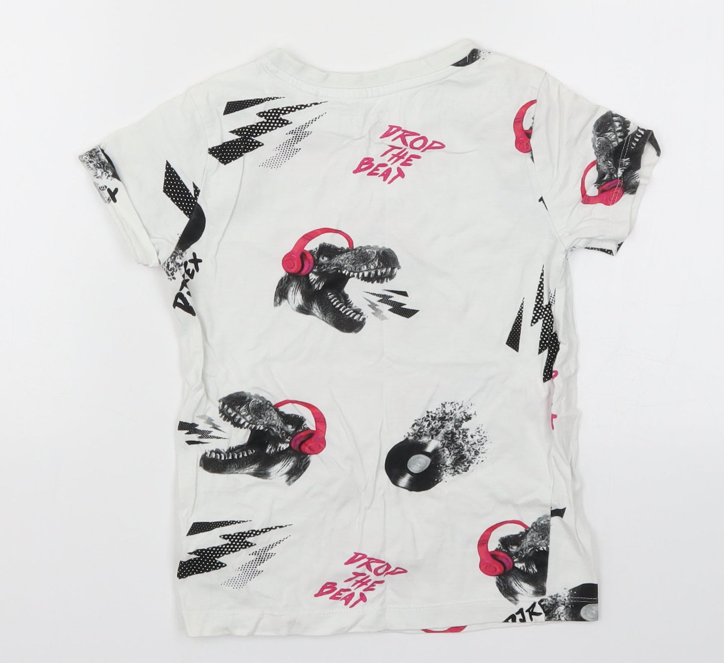 NEXT Boys White   Basic T-Shirt Size 6 Years  - Drop the Beat T-Rex