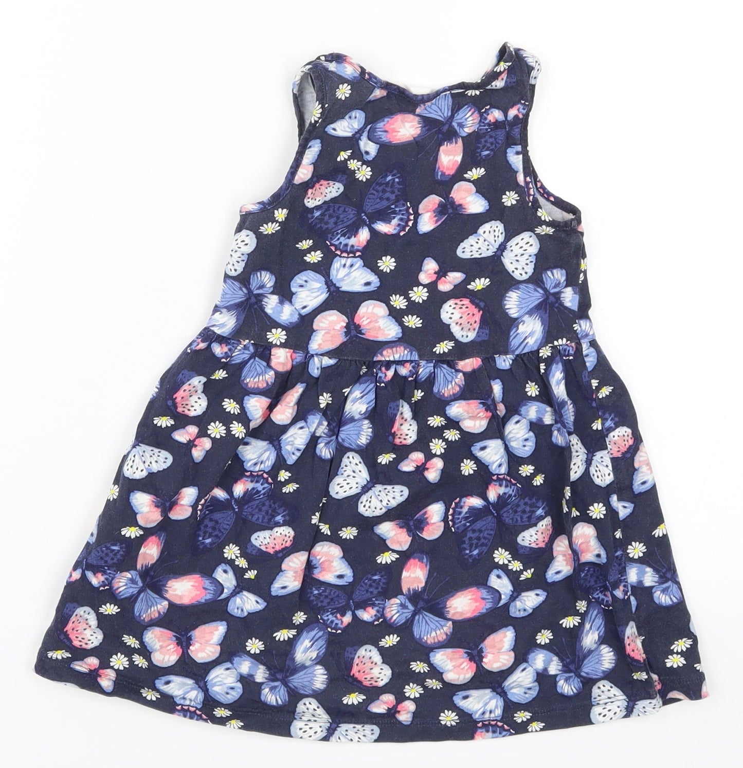 H&M Girls Blue   Skater Dress  Size 2 Years  - Butterflies