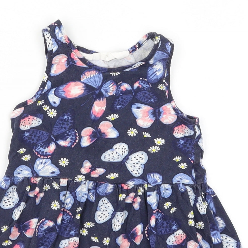 H&M Girls Blue   Skater Dress  Size 2 Years  - Butterflies