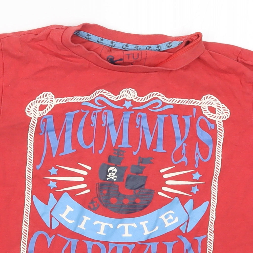 TU Boys Red   Basic T-Shirt Size 3-4 Years  - Mummy's Little Captain