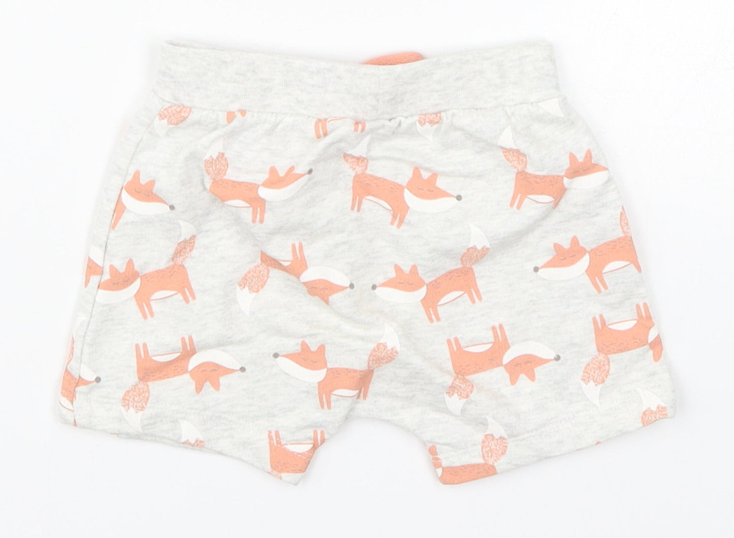 Preworn Girls Grey Animal Print  Cropped Trousers Size 9 Months  - Fox Print