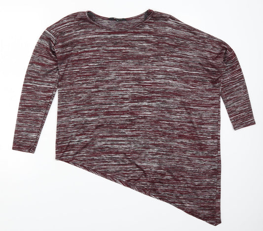 New Look Womens Red   Basic T-Shirt Size 10  - Asymmetric Hem