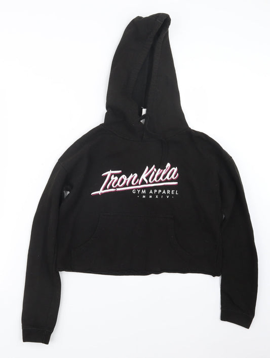 Preworn Womens Black   Pullover Hoodie Size S  - Cropped