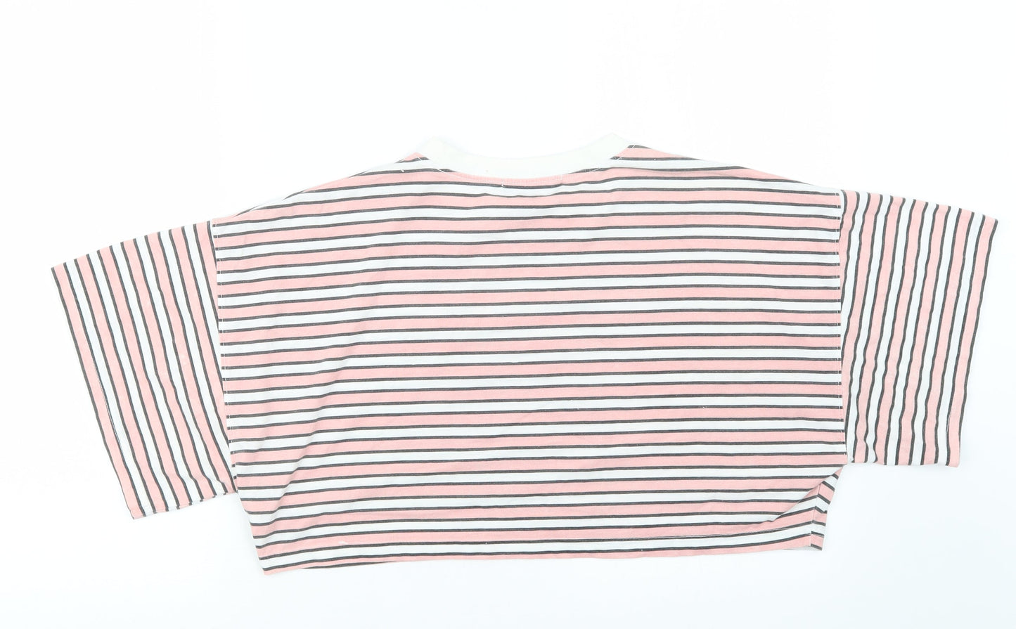 Missguided Womens Pink Striped  Cropped T-Shirt Size 8