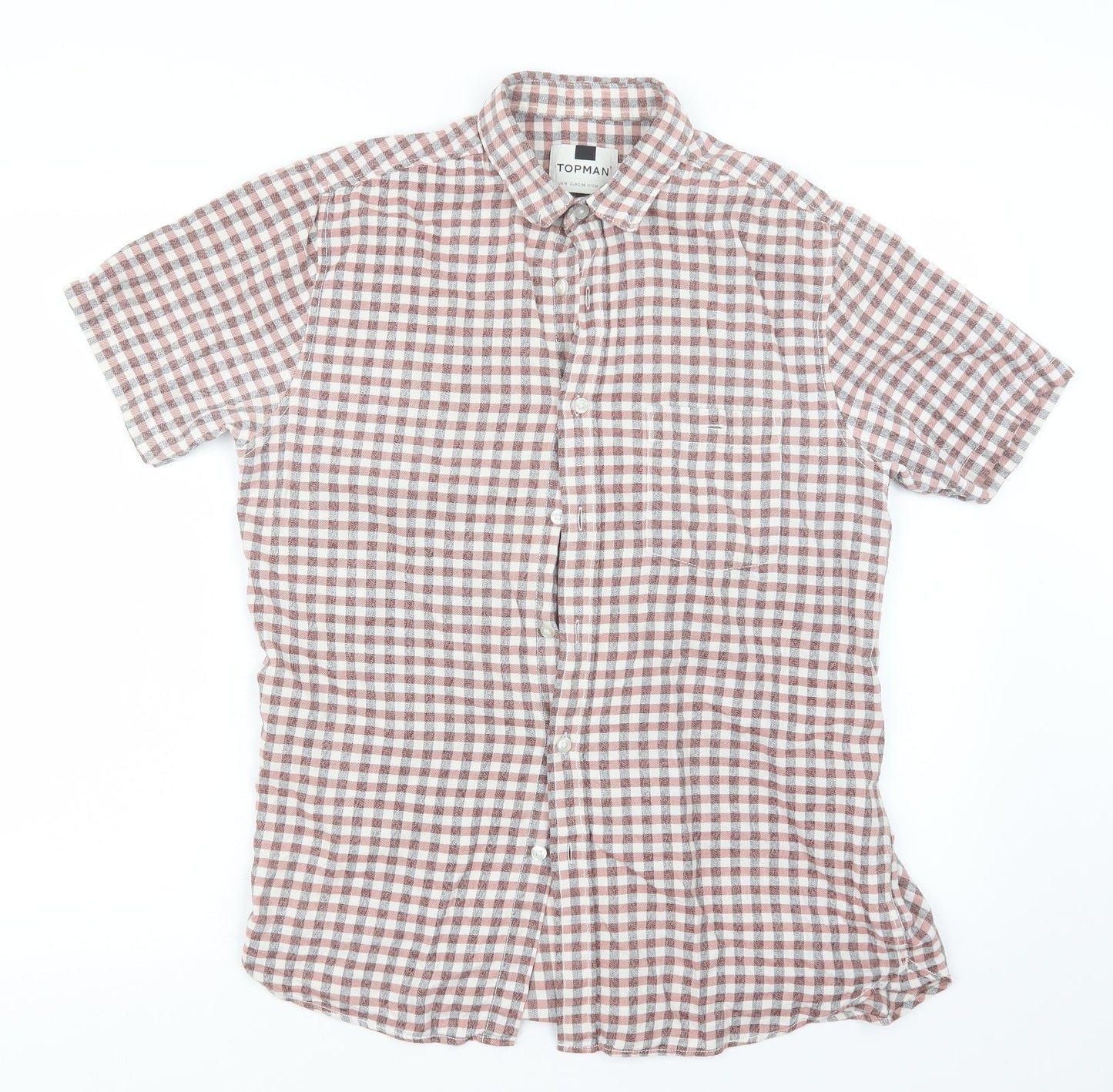 Topman Mens Red Check   Button-Up Size M