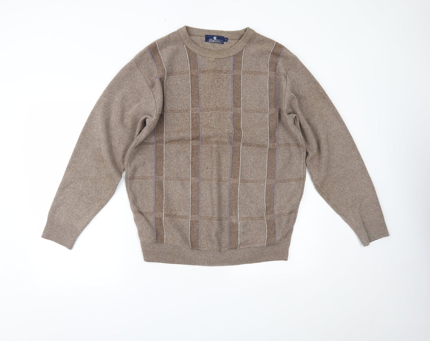 Carson Womens Brown Plaid  Pullover Jumper Size S