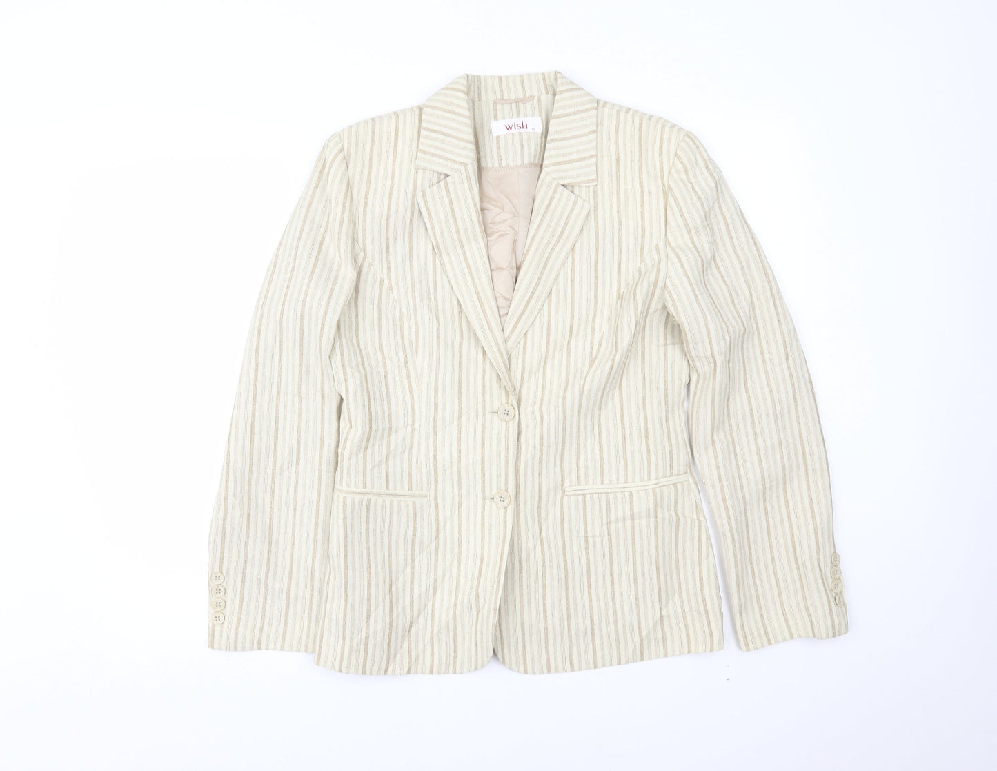 Wish Womens Ivory Striped  Jacket Blazer Size 12