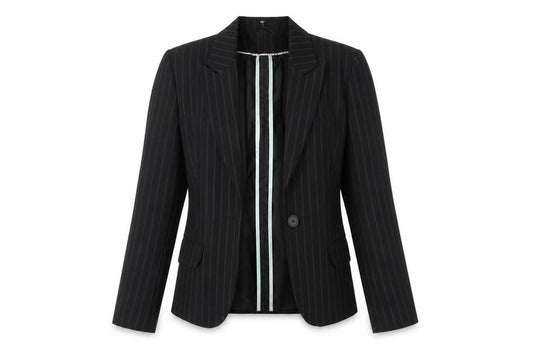 New Look Womens Black Striped  Jacket Blazer Size 12