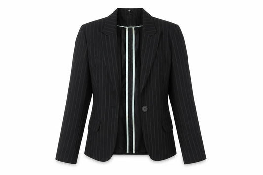 New Look Womens Black Striped  Jacket Blazer Size 12