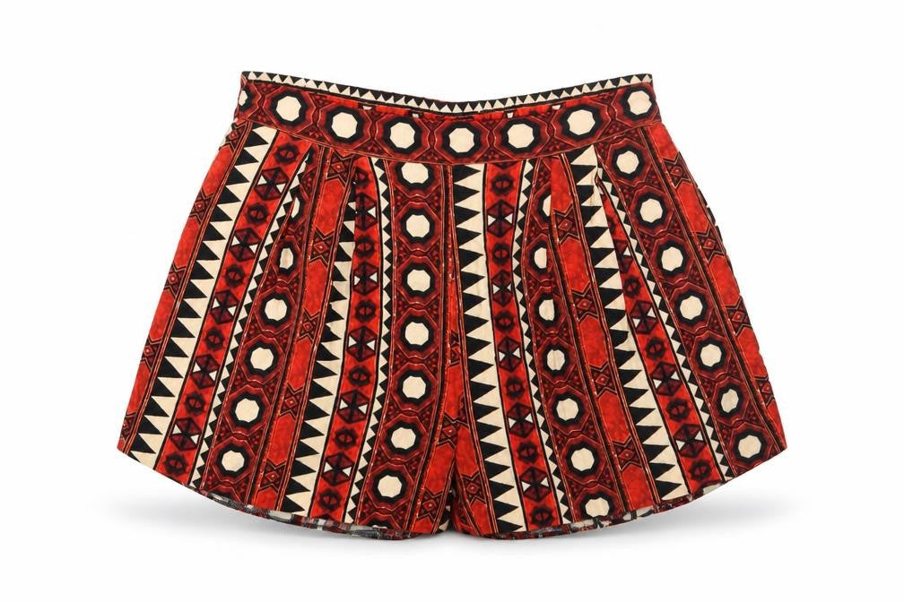 H&M Womens Multicoloured Geometric  Paperbag Shorts Size 6