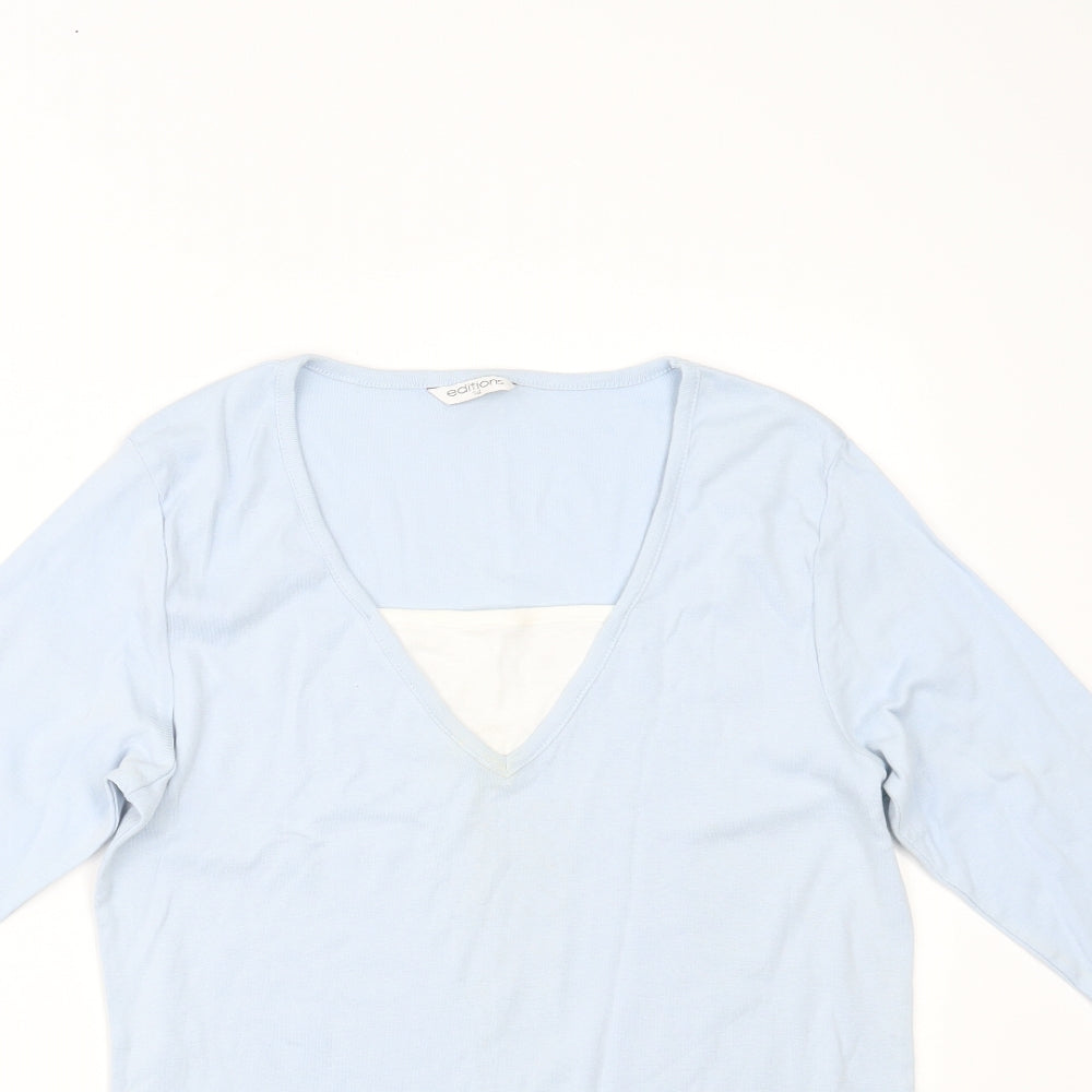 EDITIONS Womens Blue   Basic Blouse Size 14