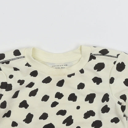 Close-up detail of Primark Baby Ivory Animal Print Jersey jumper, size 12-18, Months