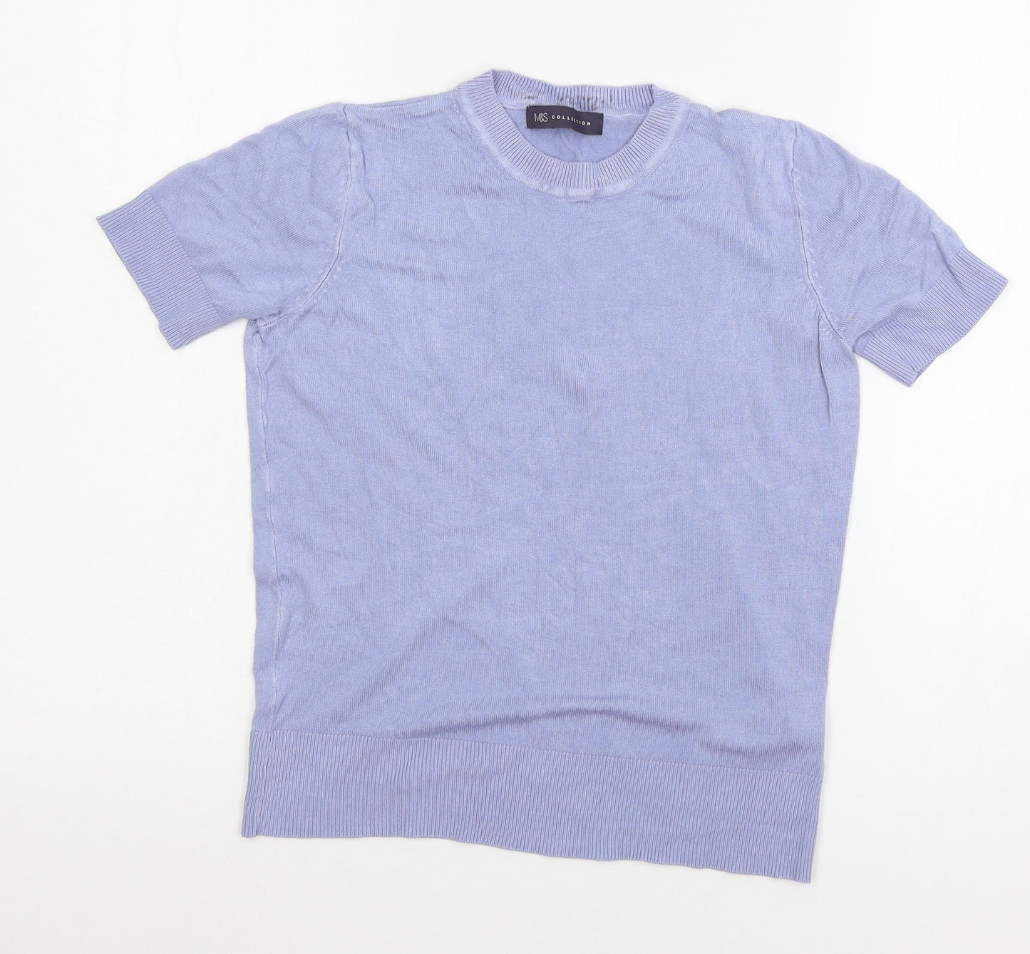 Marks Womens Blue  Knit Basic T-Shirt Size 6
