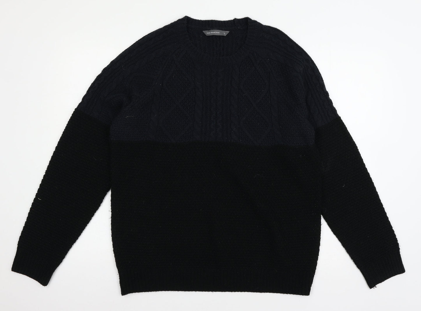 Cedar Woo Mens Black  Knit Pullover Jumper Size L