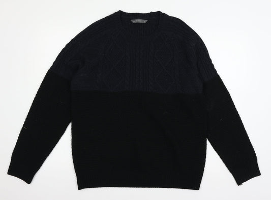 Cedar Woo Mens Black  Knit Pullover Jumper Size L