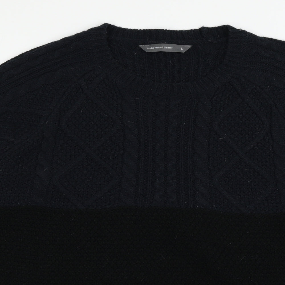 Cedar Woo Mens Black  Knit Pullover Jumper Size L