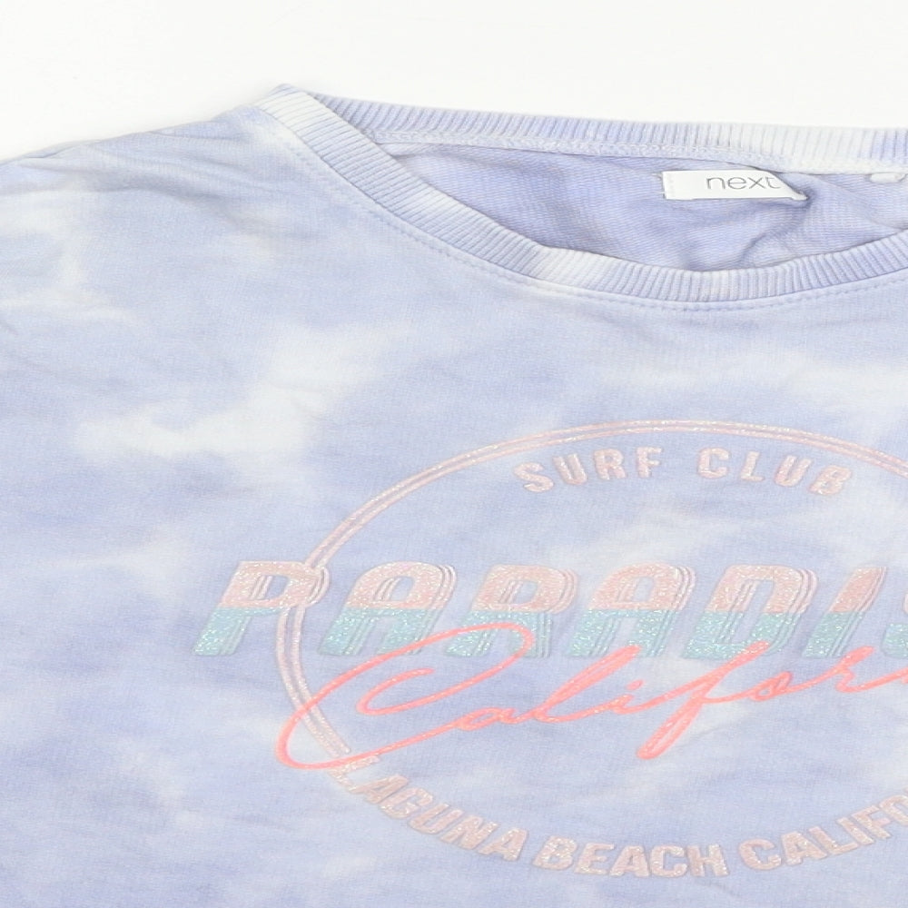 NEXT Girls Blue Geometric Jersey Pullover Sweatshirt Size 11 Years  - Tie Dye
