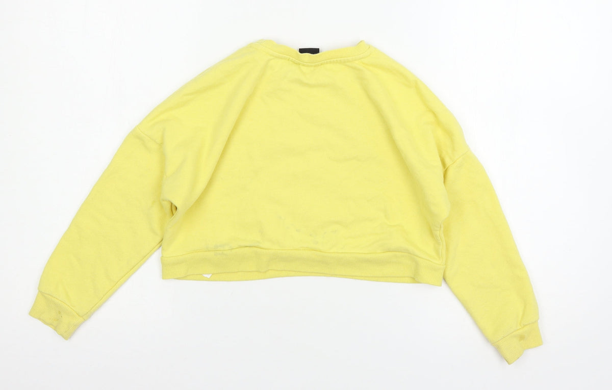 Disney Girls Yellow  Jersey Pullover Sweatshirt Size 7-8 Years  - Mickey Mouse