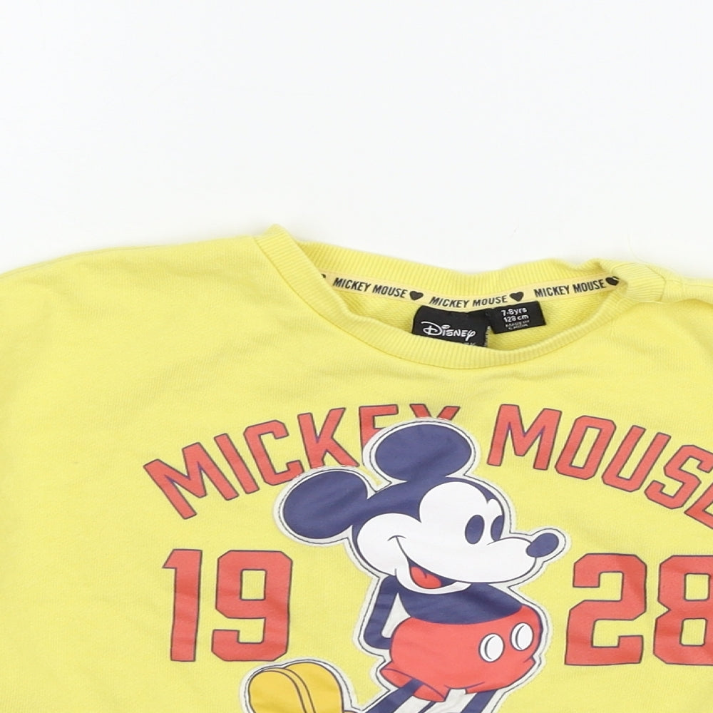 Disney Girls Yellow  Jersey Pullover Sweatshirt Size 7-8 Years  - Mickey Mouse