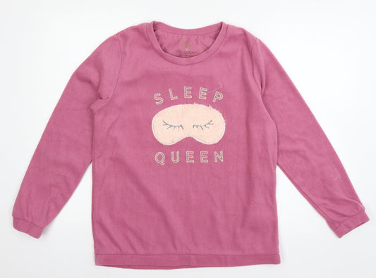 Love to Lou Womens Pink Geometric Fleece Top Pyjama Pants Size 10  - Sleep Queen