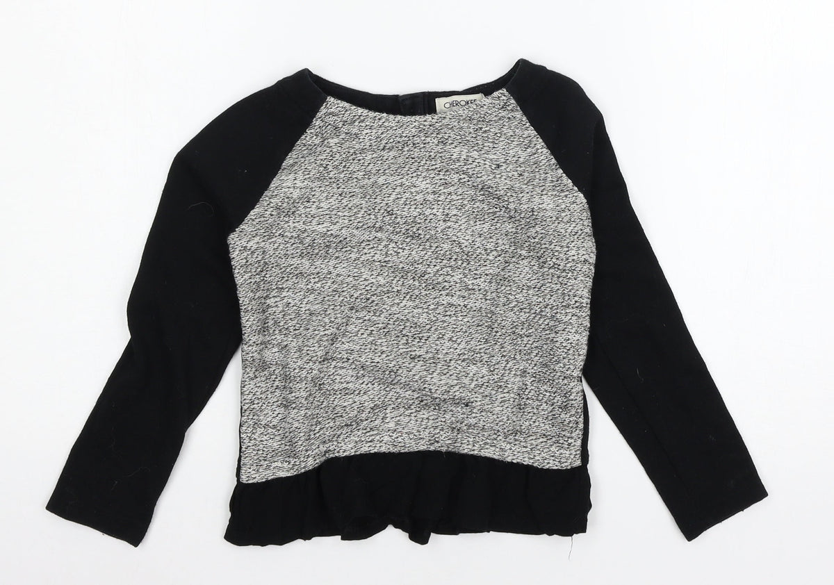 Cherokee Girls Black  Jersey Pullover Sweatshirt Size 6 Years