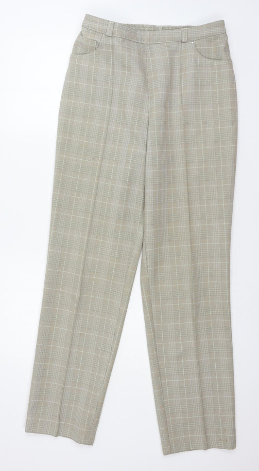 MArks Womens Beige Check  Trousers  Size 12 L30 in