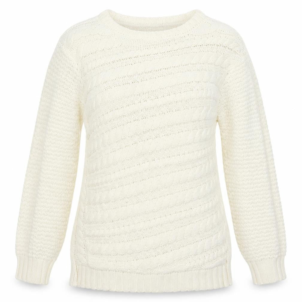 Cotton Trad Womens White  Knit Pullover Jumper Size 12