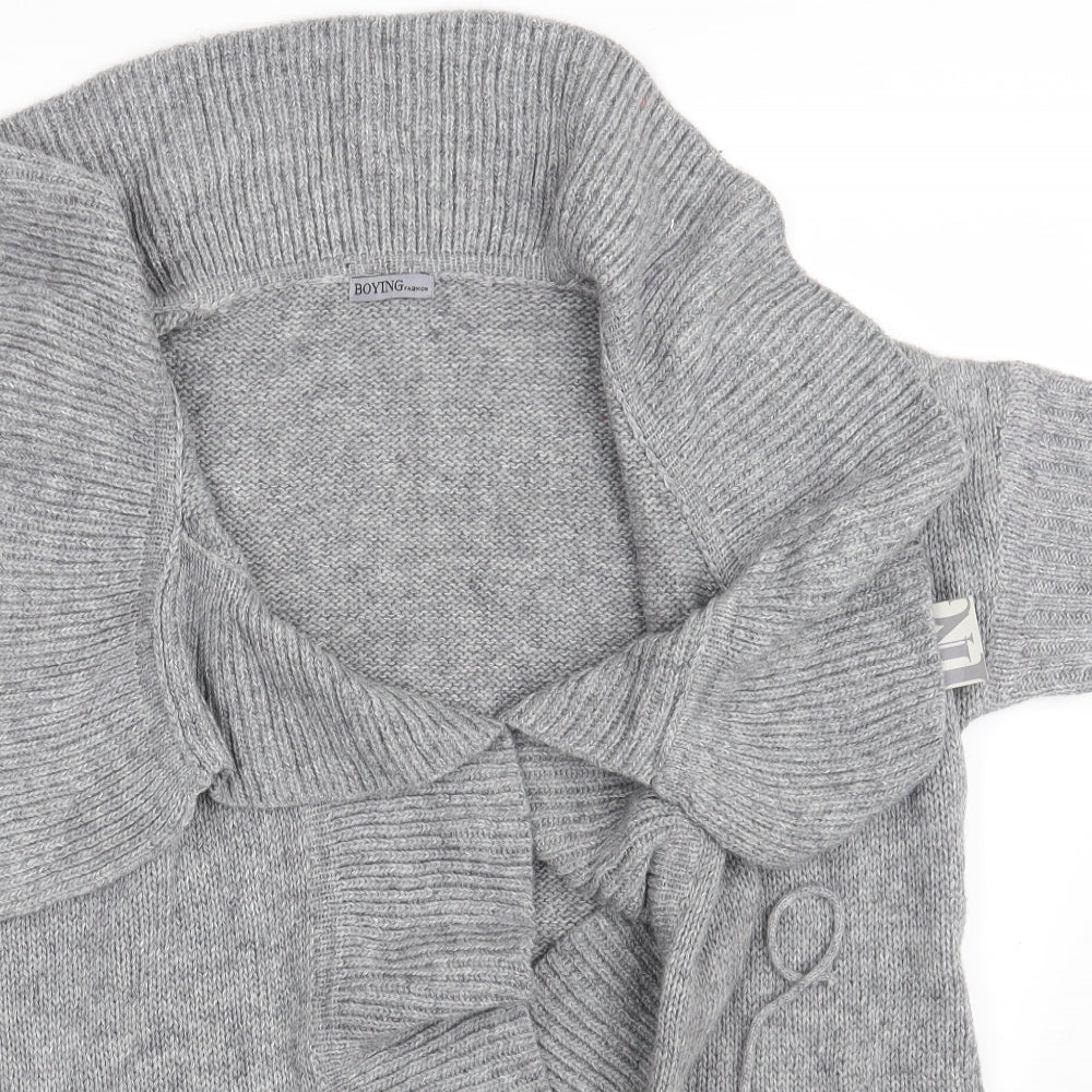 Boying Fashion Womens Grey   Wrap Jumper One Size