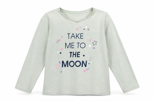 George Girls Blue   Basic T-Shirt Size 4-5 Years  - Take me to the Moon