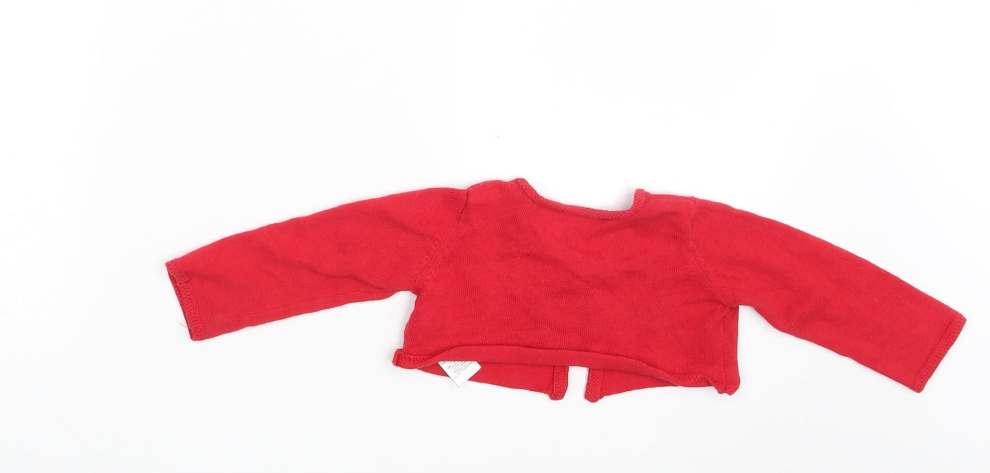 NEXT Girls Red   Cardigan Jumper Size 6-9 Months  - Collar to hem 6 in