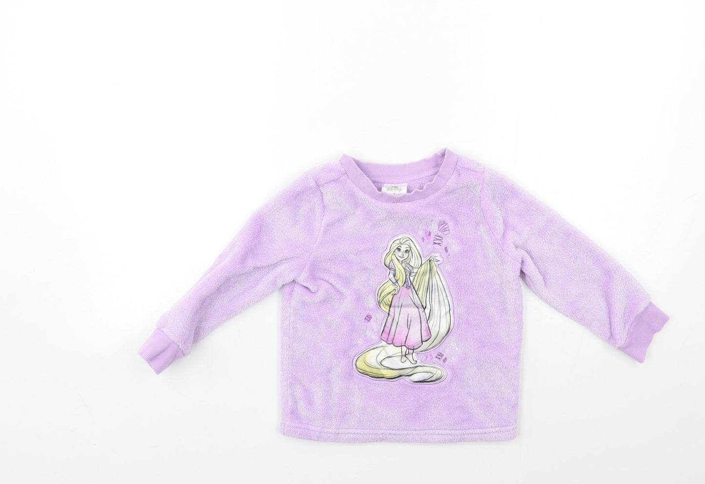 Disney Girls Purple  Fleece Top Pyjama Top Size 3 Years  - tangled