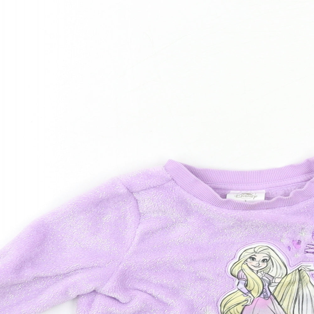 Disney Girls Purple  Fleece Top Pyjama Top Size 3 Years  - tangled