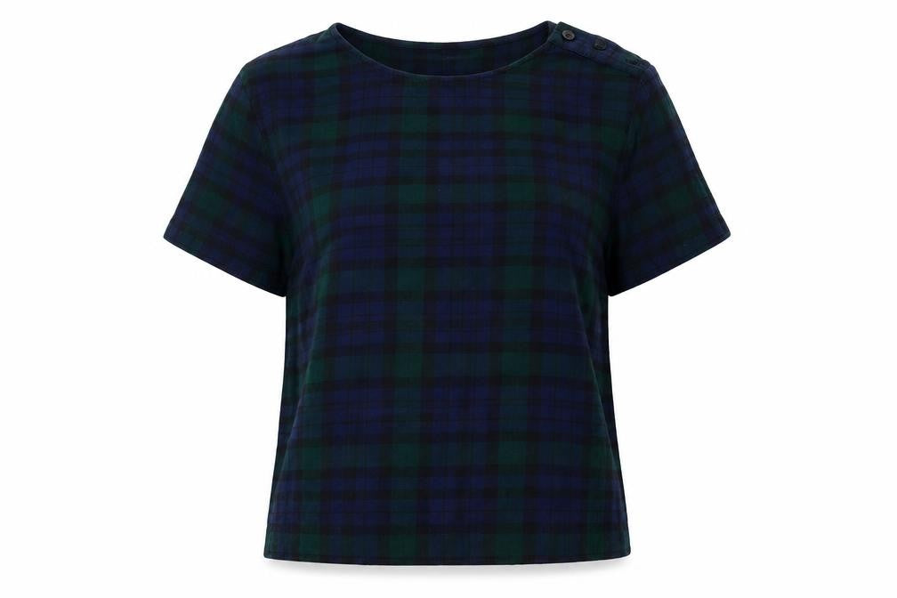 Jack Wills Womens Blue Check  Basic T-Shirt Size 6