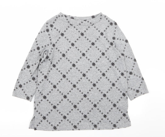 M&S Womens Grey Argyle/Diamond  Pullover Jumper Size 12