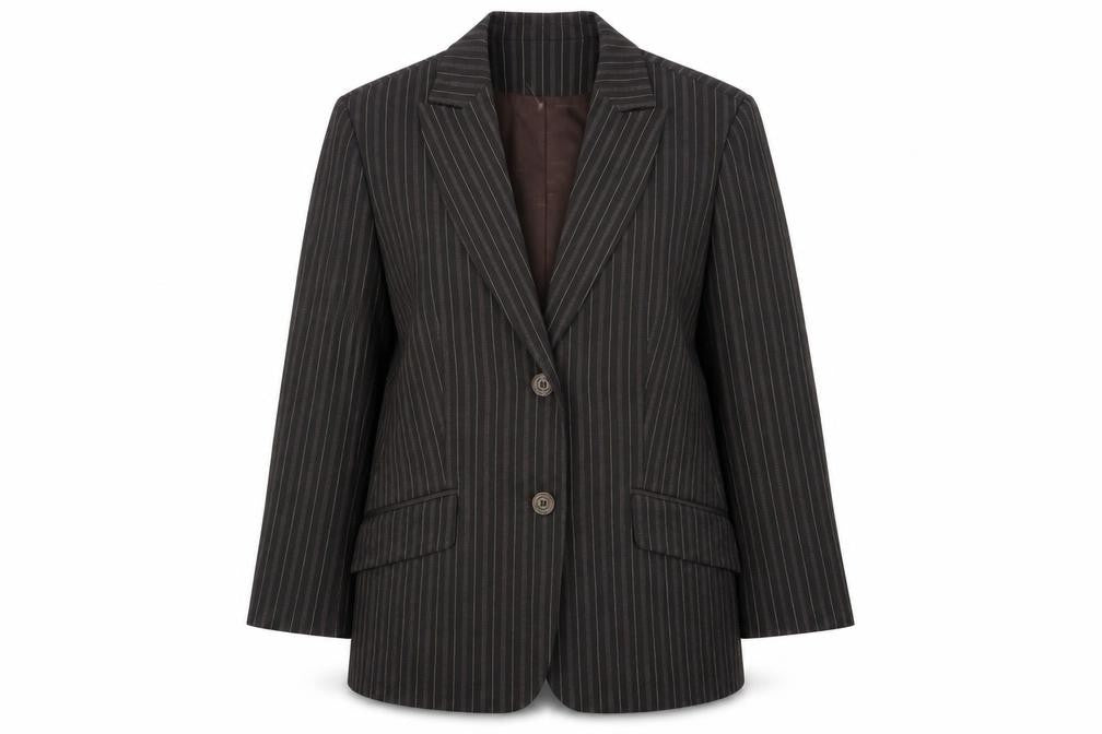 tiagu.s Womens Brown Striped  Jacket Blazer Size 14