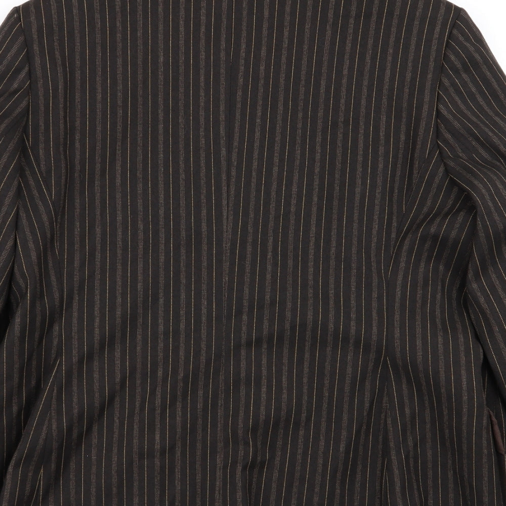 tiagu.s Womens Brown Striped  Jacket Blazer Size 14
