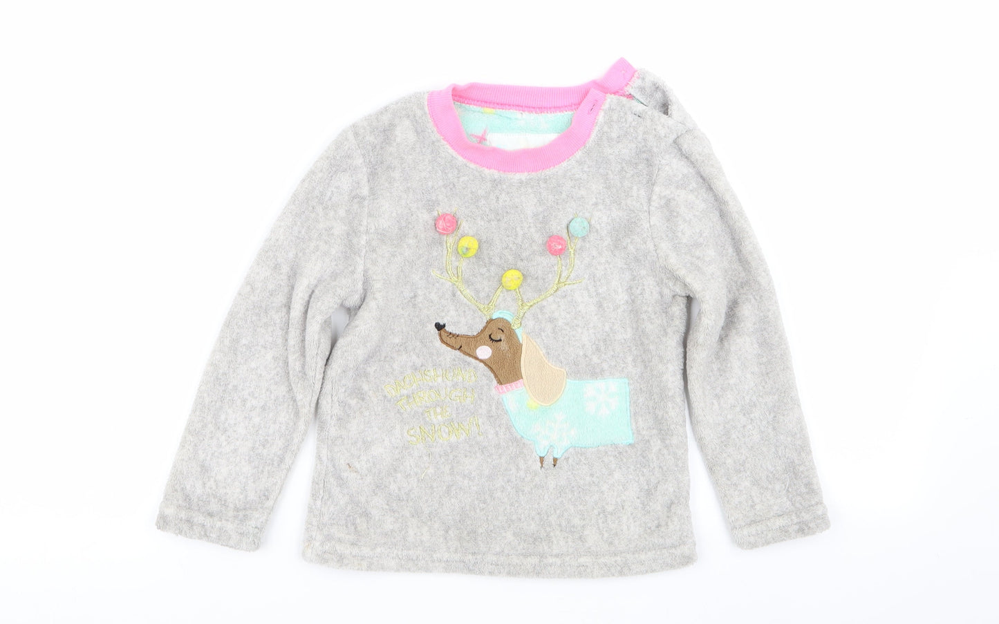 Primark Girls Grey Solid  Top Pyjama Top Size 3-4 Years