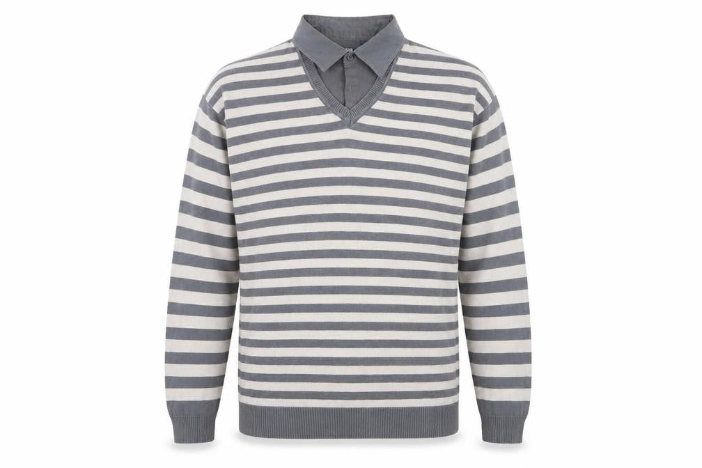 Easy Mens Multicoloured Striped  Pullover Jumper Size L  - shirt/jumper