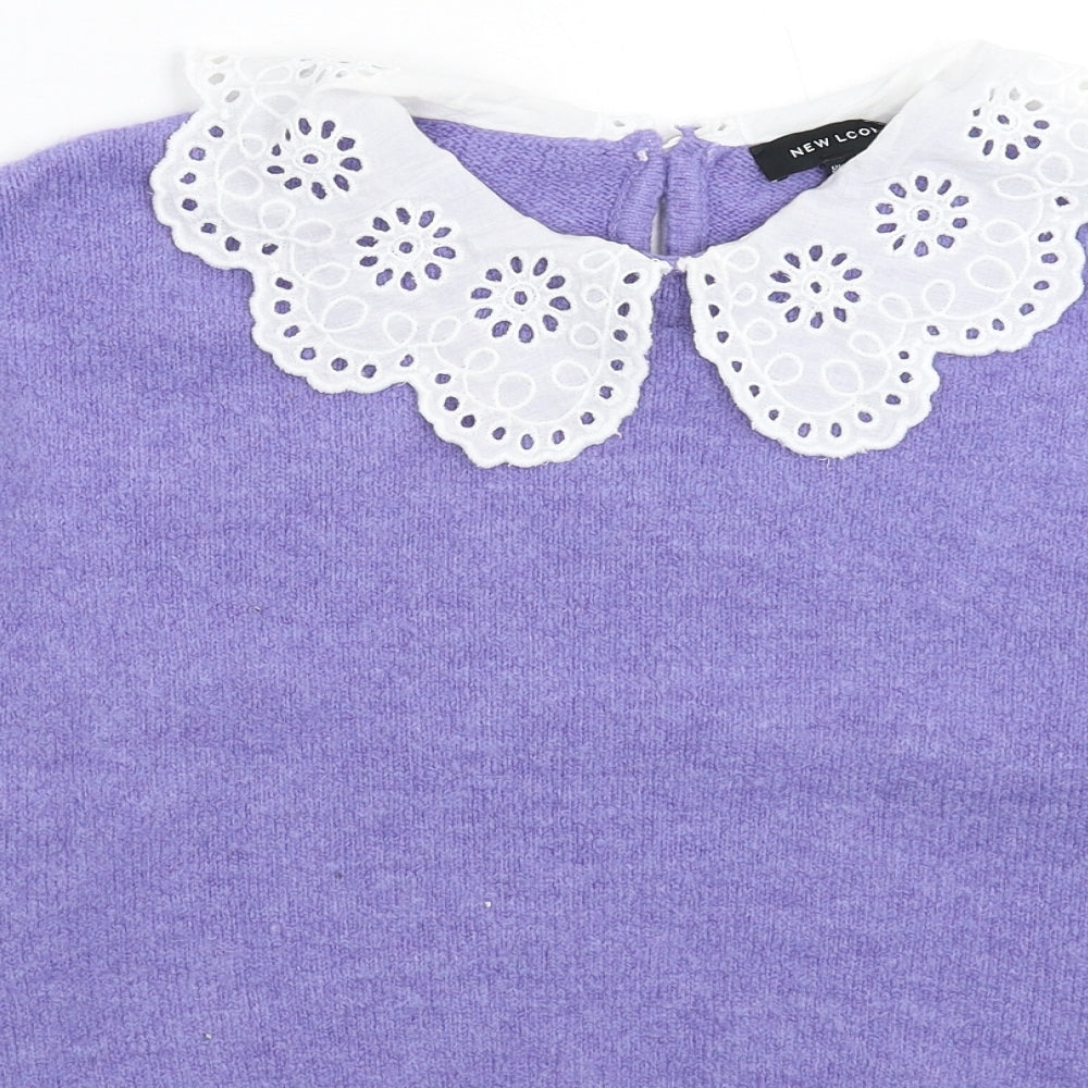 New Look Womens Purple  Knit Pullover Jumper Size M