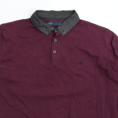 Close-up detail of Easy men’s brown knit jumper, size M