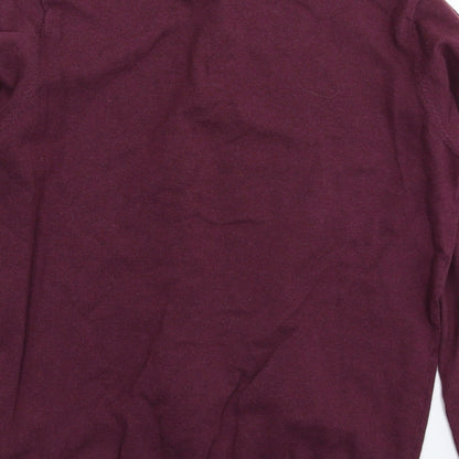 Brand and care label for Easy men’s brown knit jumper, size M