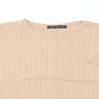 Preloved Nasty Gal Womens Beige   Basic T-Shirt Size 10 - Detail
