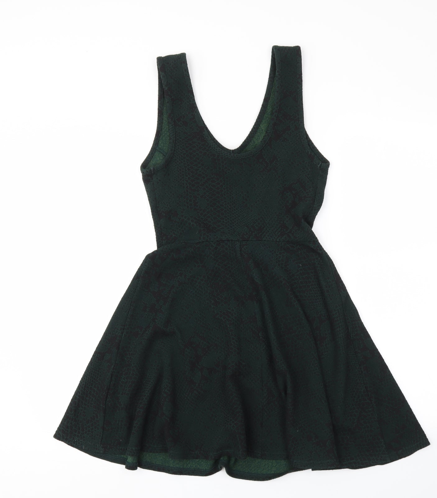 Topshop Womens Green Animal Print  Fit & Flare  Size 10