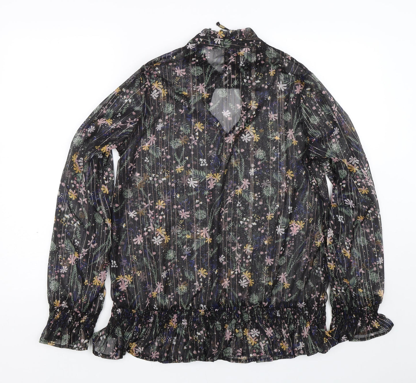 Love & Jeans Womens Black Floral  Basic Blouse Size M
