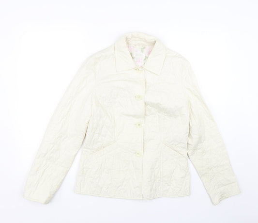 M&S Womens White Argyle/Diamond  Jacket Coat Size 8